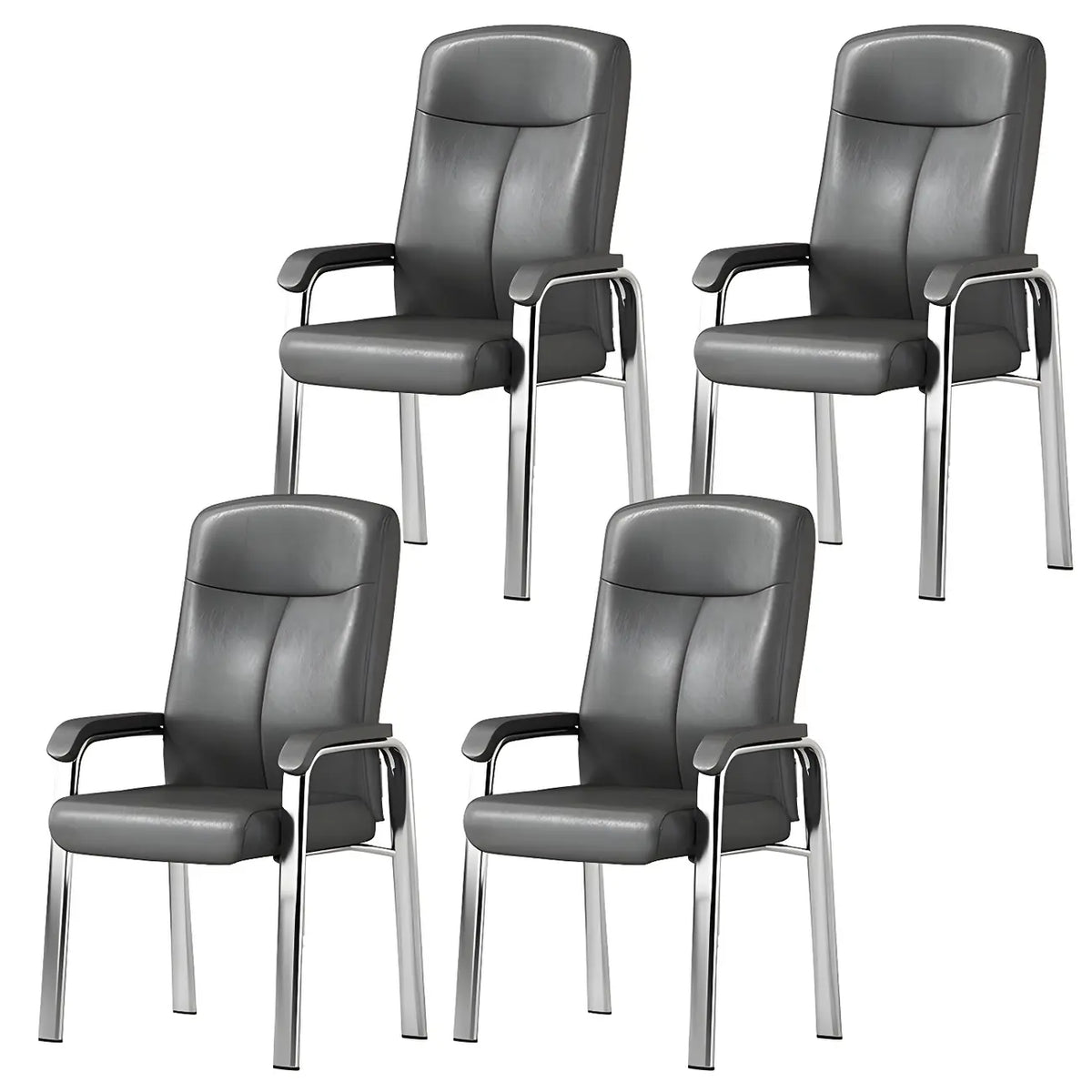HomeyFad Modern Leather Metal 4-Leg Office Chair with Arms