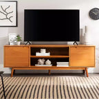 Solid Wood Mid-Century Modern TV Stand for TVs up to 80