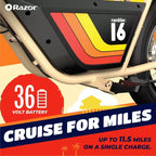 Razor Rambler Step Over Electric Scooter - Beige: 350W Motor, 15.5 mph Speed