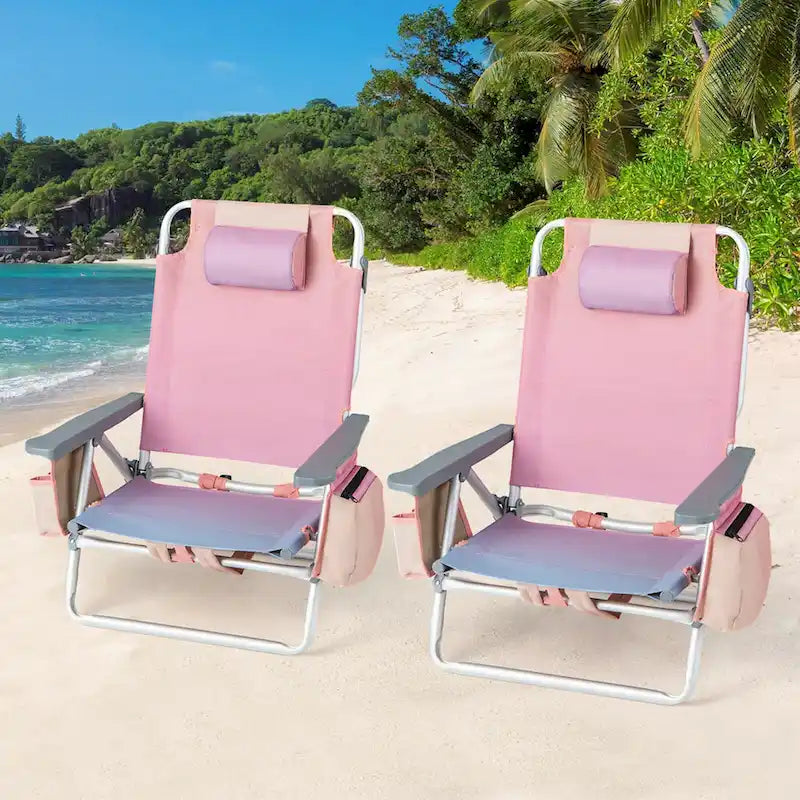 Costway 4-Pack Folding Backpack Beach Chair 5-Position Outdoor - See Details