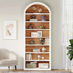Lantine 78.74 Bookshelf, Wooden Arched Bookcase Display Shelving Unit