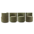 Lot de 4 chaises de salle à manger modernes pivotantes, chaises sans accoudoirs rembourrées en tissu texturé avec dossier incurvé pour salle à manger ou cuisine - Panipeachy