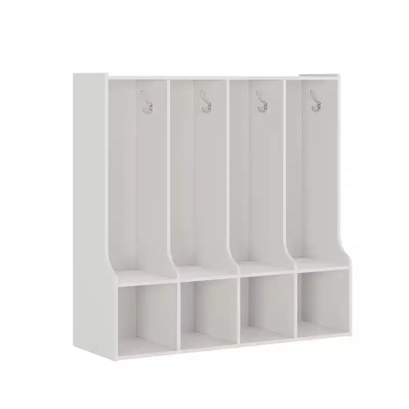 Vestiaire enfant 4 sections Acekool avec 4 casiers et 8 patères pour salle de classe, crèche et maison