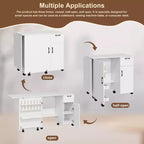 Folding Sewing Machine Table, Rolling Side Desk for Sewing Machine, Craft Station with Lockable Wheels for Home, Bedroom, Small Spaces