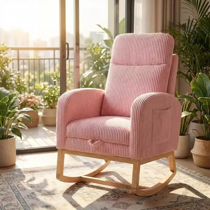 Fauteuil à bascule pour chambre d'enfant, Fauteuils à bascule d'allaitement avec repose-pieds, Fauteuil inclinable à bascule confortable avec pochette latérale, pour salon, chambre à coucher