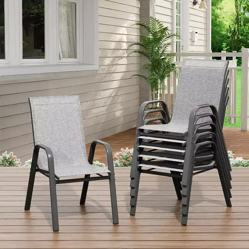 Patio Chairs,Outdoor Stackable Dining Chairs Set of 4/6 All Weather Lightweight Textilene Outdoor Chair Sets with Armrests for Backyard,Pool Deck