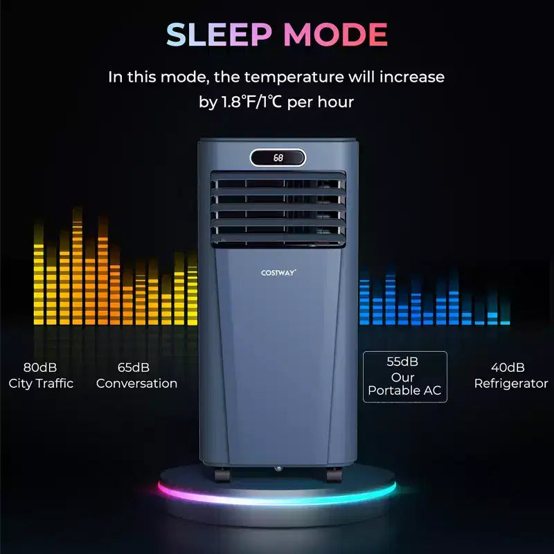 Costway 5000 BTU (8000BTU ASHRAE) Portable Air Conditioner with Remote Control 3-in-1 Air Cooler w/ Drying