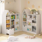 Kids Storage Organizer, Toy and Book Organizer with 8 Cubbies & Pull-Out Drawers - Ideal for Playrooms, Bedrooms
