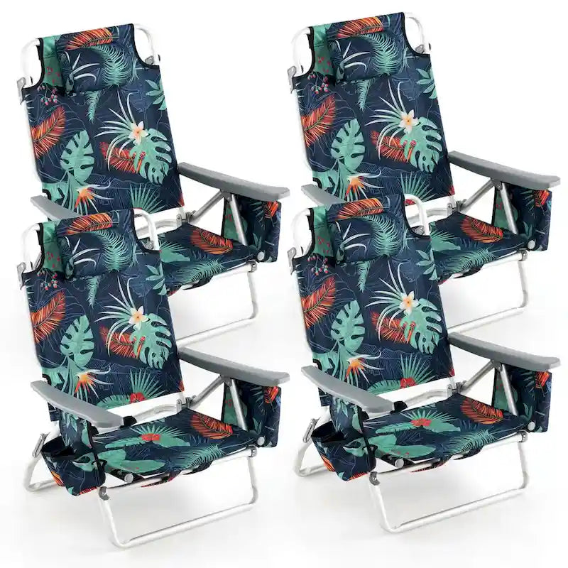 Costway 4-Pack Folding Backpack Beach Chair 5-Position Outdoor - See Details