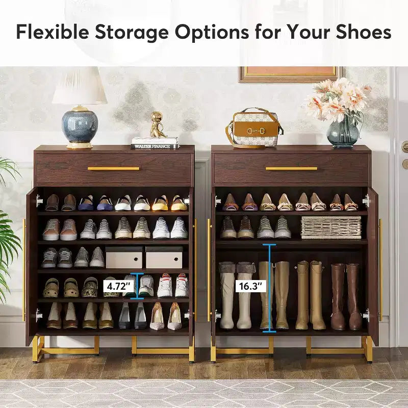 Shoe Cabinet with Doors and Drawer, Modern Shoe Rack, Holds 20 Pairs