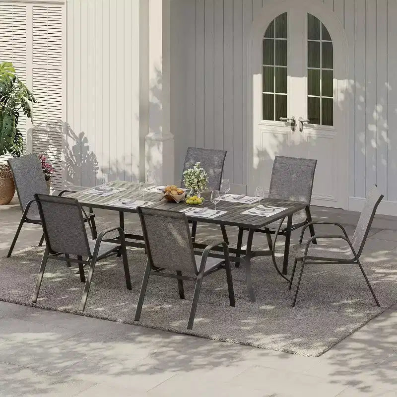 Patio Chairs,Outdoor Stackable Dining Chairs Set of 4/6 All Weather Lightweight Textilene Outdoor Chair Sets with Armrests for Backyard,Pool Deck