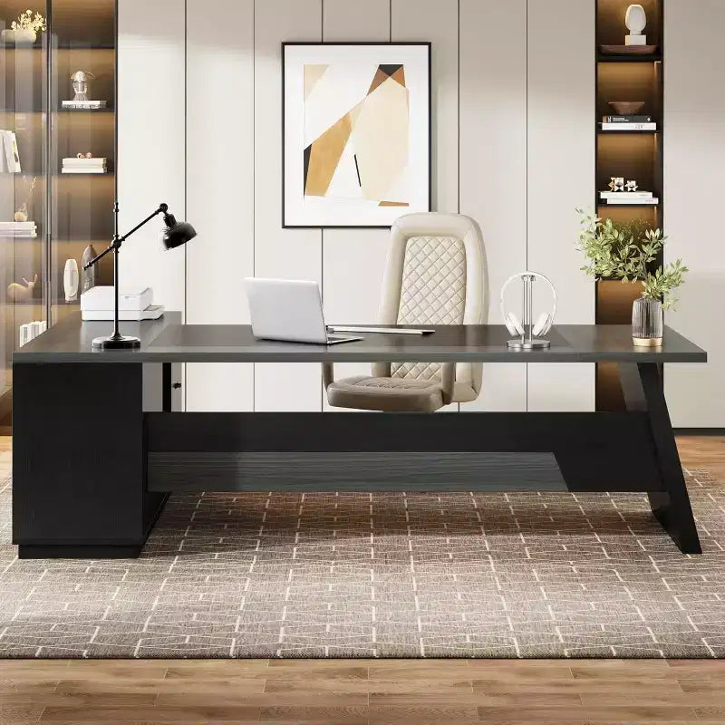 Bureau de direction en L Lantine Modern 78 avec tiroirs et classeur latéral