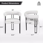 Lot de 2 chaises de salle à manger rondes modernes TUYOHW, chaises de salle à manger rembourrées avec siège coussiné et cadre en métal robuste