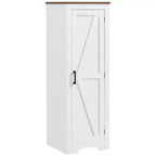HOMCOM Farmhouse Storage Cabinet with Adjustable Shelf, Single Barn Door Accent Cabinet for Living Room, Floor Pantry Cabinet, White