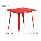 Emma and Oliver Commercial Grade 31.5 Square Metal Indoor-Outdoor Table Set with 4 Stack Chairs