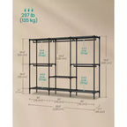 SONGMICS Clothes Rack, Heavy-Duty Wardrobe Closet Organizer with Hanging Rails and Shelves, Total Load 297 lb, Easy Assembly, Ink Black