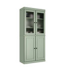 100% Solid Wood Pantry Cabinet with Frosted Glass Doors, Solid Doors, 2-Drawers and Adjustable Shelves