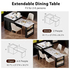 82.7 Wooden 4-6 Person Kitchen Island with Extendable Dining Table and Double-sized Storage