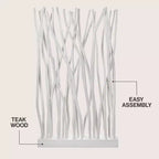 JONATHAN Y Tranquil 39W x 68H Coastal Bohemian Handcrafted Teak Branch Single Panel Room Divider