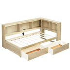 White / Wood Twin Size Daybed with Storage Drawers, Cabinets & USB Ports 窶・1 Person