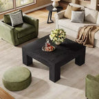 Table basse carrée Lantine de 99 cm pour salon, table basse d'appoint style ferme avec pieds en bois robustes, montage facile