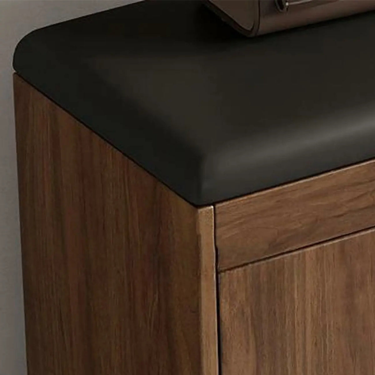 Banc de rangement à chaussures en bois massif avec coussin et étagère ouverte