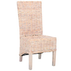 Set of 2 Natural Wicker Dining Chairs 19W x 22D x 41H, Boho Coastal Style