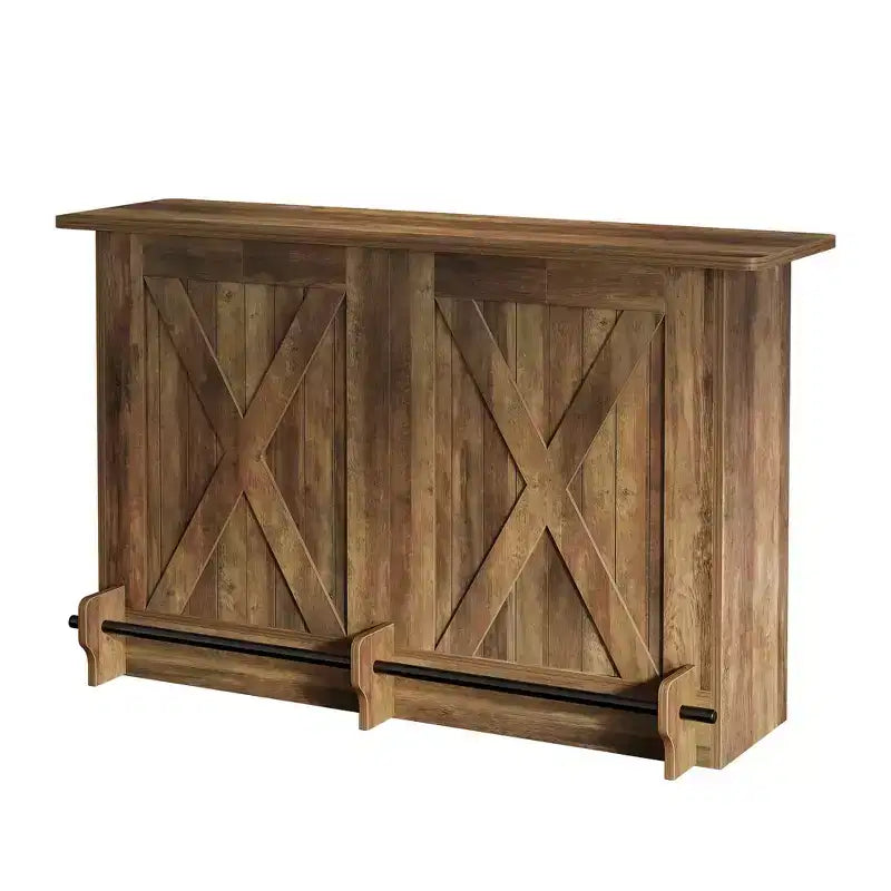 MAYEERTY 63 Rustic Bar Cart with 2-Tier Open Storage, Metal Frame & Particleboard Home Serving Cart, 220lbs Capacity Adjustable Feet