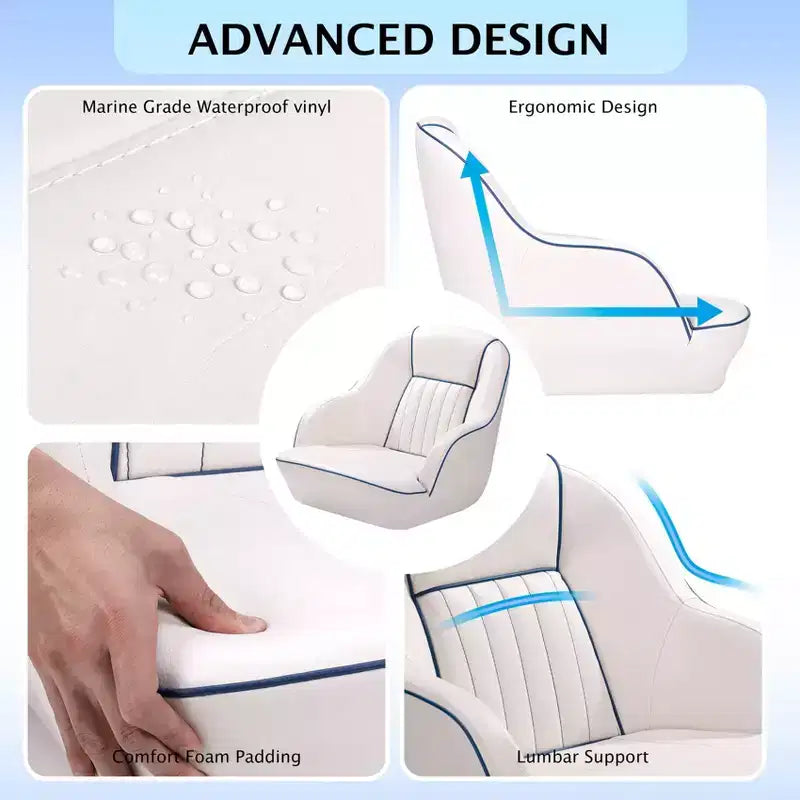 Pontoon Boat Seat, Captains Bucket Boat Seat, Back Folding Boat, Boat Cabin SeatingFishing Seats for Boats, Boat Bucket Seat