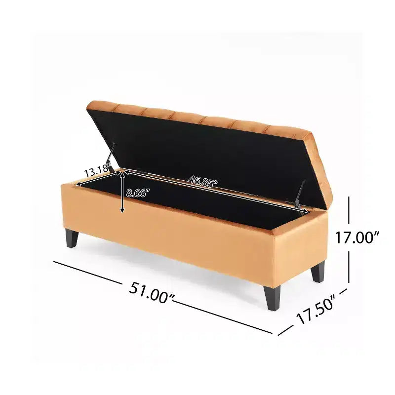 Luxury Storage Ottoman Bench - Button-Tufted Upholstered Rectangular Footrest for Living Room, Entryway & Bedroom