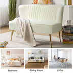Causeuse en velours Nicolas | Canapé 2 places contemporain pour salon et chambre à coucher avec dossier capitonné | Karat Home