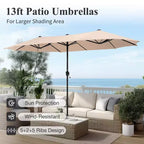 Captiva Designs 8pc Patio Dining Slat-top Steel Table & Aluminum Stackable Chairs & Market Umbrella