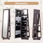 Costway Armoire à bijoux rotative à 360° 2-en-1 Organiseur miroir verrouillable Blanc/Noir/Marron foncé/Gris/Bleu/Rose/Violet/Gris foncé