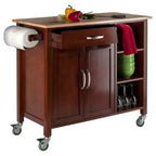 Mabel Kitchen Cart Wood/Walnut/Natural - Winsome: Mobile Storage Unit with Towel Rack, Hardwood Frame