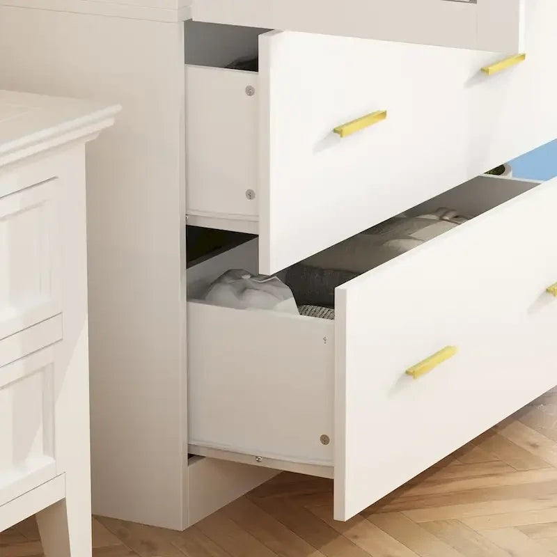 Armoire à deux portes avec miroir, blanc/brun foncé, 31,5L x 72H po – 31,5L x 72H po