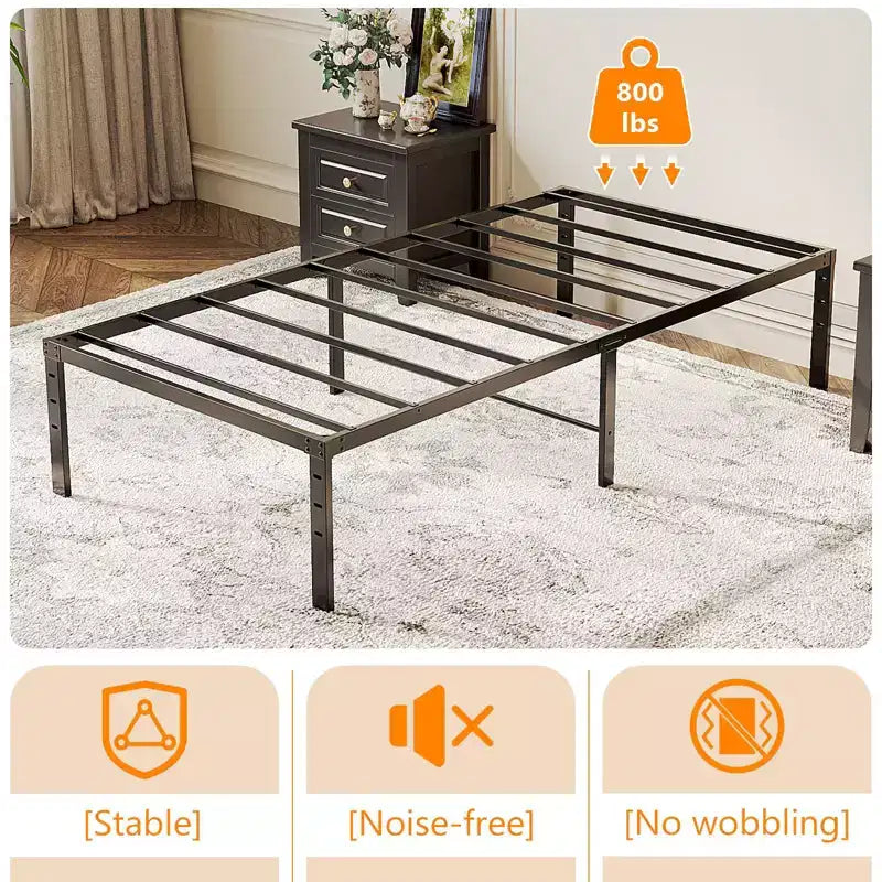 Cadres de lit double 12 pouces de hauteur Karl Home robustes, plateforme de lit en métal, pas besoin de sommier tapissier