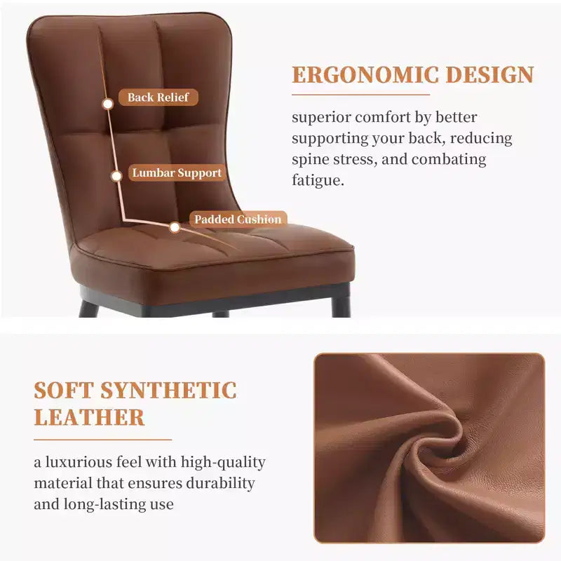 Bekrvio Dining Room Chairs Set of 6, Modern Upholstered Faux Leather Seat with High Back, Metal Legs, Armless Kitchen Chairs for Living Dinning Room