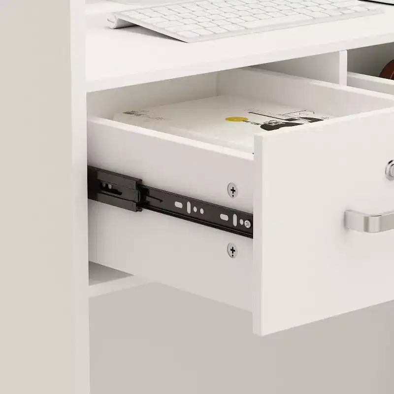 Famapy L-shaped Reception Desk Multifunctional Welcome Desk Workstation