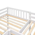 119''L 79.5''W Wood Twin Size L-Shaped Loft Bed with Ladder and 2 Built-in L-Shaped Desks