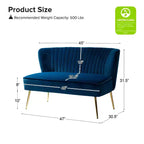Causeuse en velours Nicolas | Canapé 2 places contemporain pour salon et chambre à coucher avec dossier capitonné | Karat Home