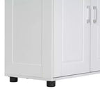 Whisen Minimalist Style Tall and Wide Storage Cabinet, Freestanding Cabinet with 4 Doors and Adjustable Shelves for Bathroom, Office - White