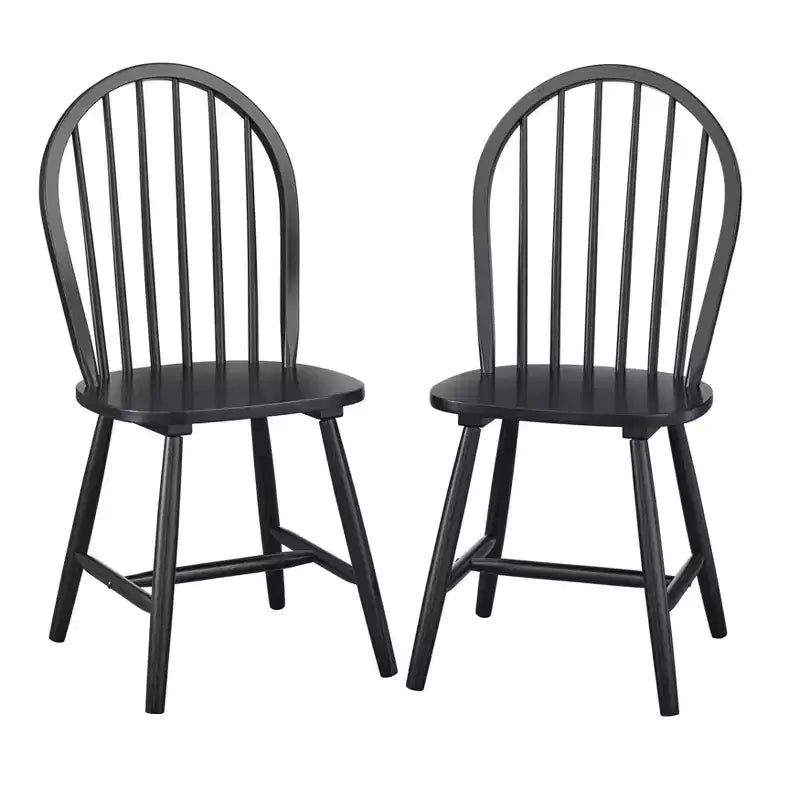 Buylateral Set of 2 Farmhouse Solid Wood Spindle Windsor Dining Chairs