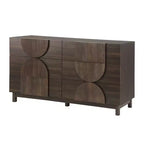 Commode géométrique moderne à 6 tiroirs, buffet de rangement large à demi-cercle pour chambre et salon