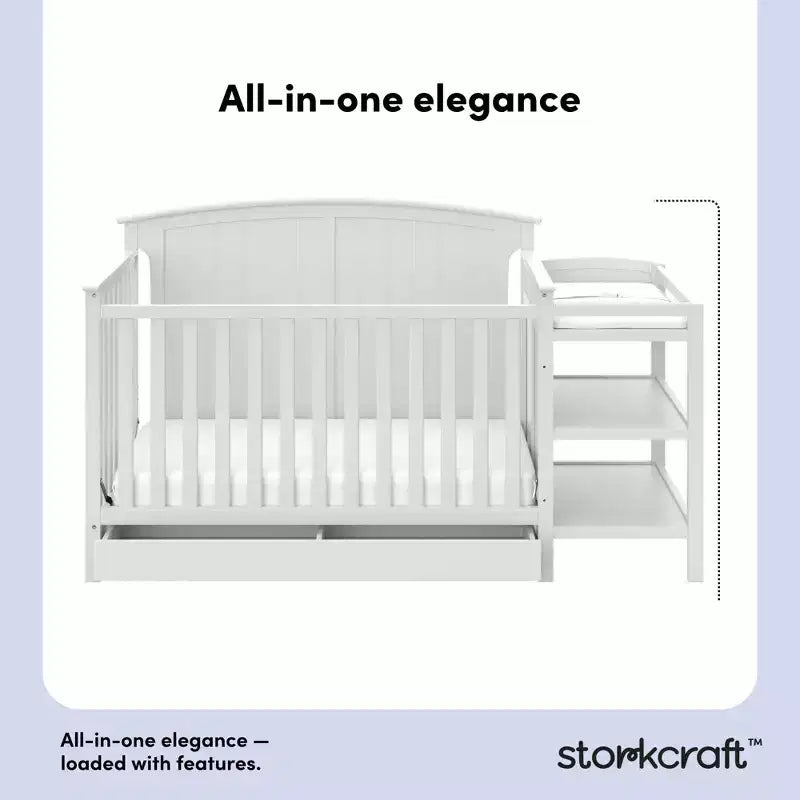Storkcraft Steveston 5-in-1 Convertible Crib and Changer with Drawer