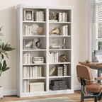 74.5 High Bookshelf With 2 Rows of Storage Space, 6-Layer Double-Width Bookshelf, Spacious Freestanding Bookcase for Living Room, Office, Library