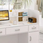 Famapy L-shaped Reception Desk Multifunctional Welcome Desk Workstation