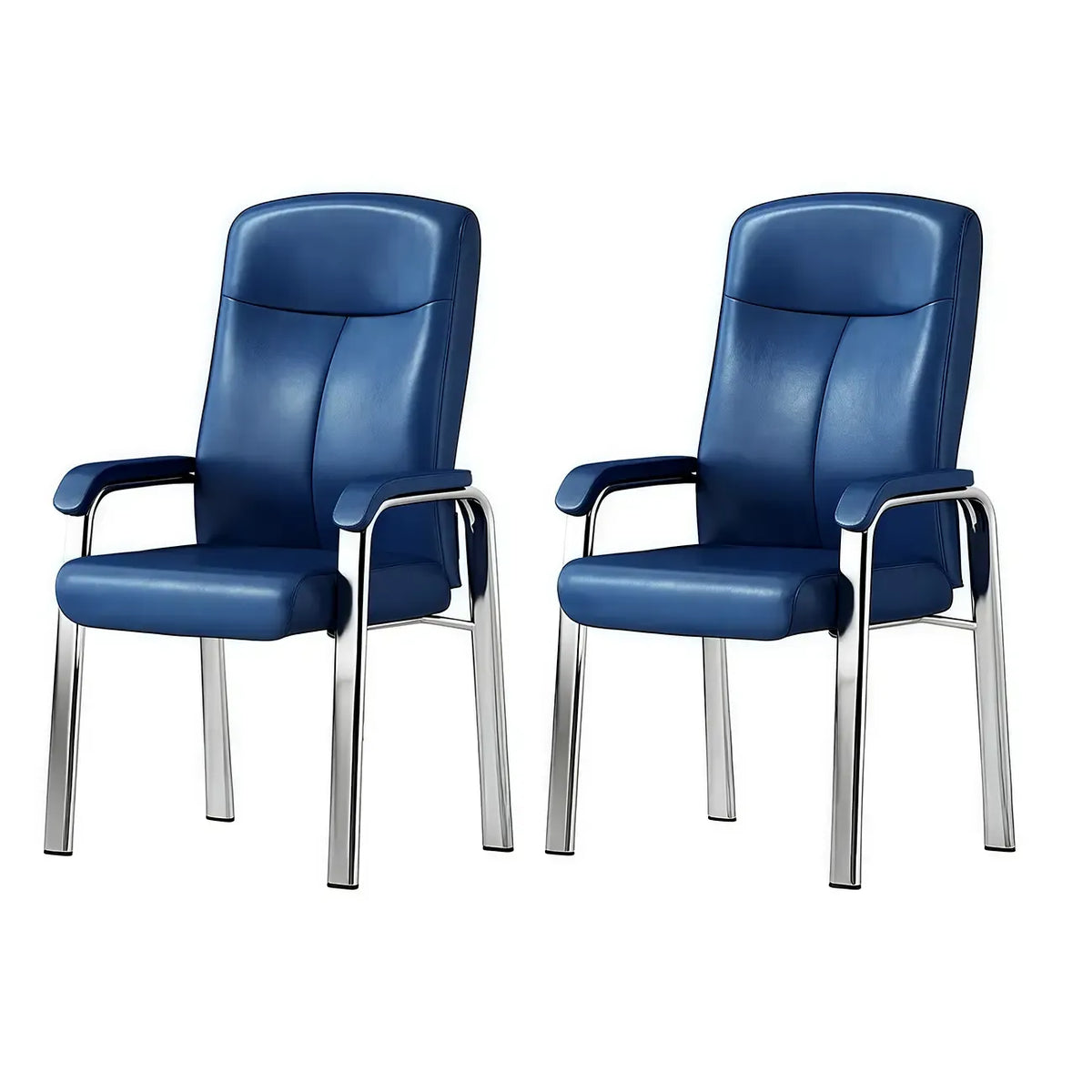 HomeyFad Modern Leather Metal 4-Leg Office Chair with Arms