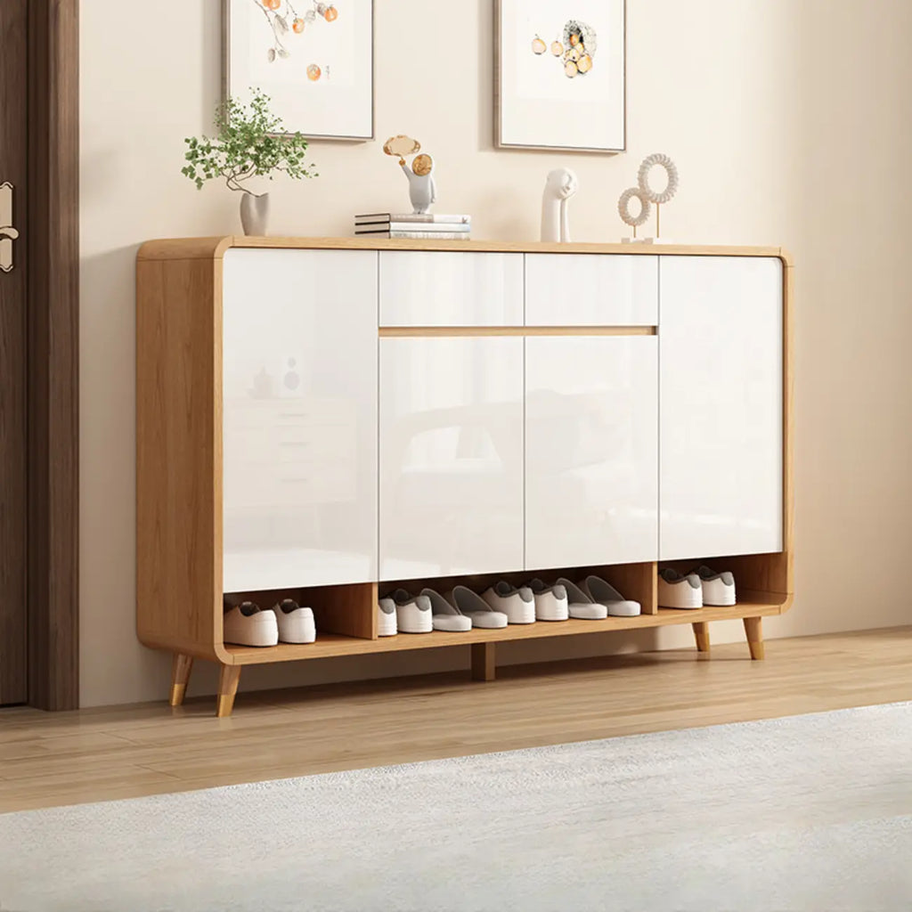 Modern Manufactured White Wood Shoe Cabinet
