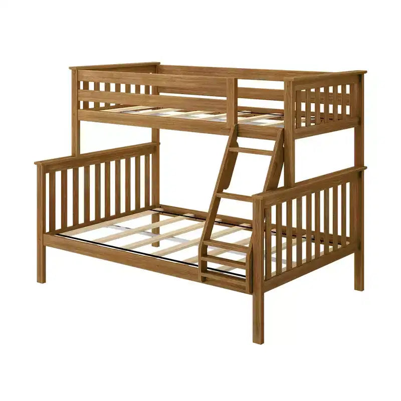 Max & Lily Bunk Bed Twin over Full Size, Solid Wood Bunk Beds with Ladder for Kids