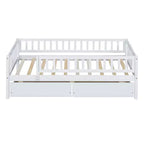 Twin Size Low Daybed with Storage Drawers, Wood Twin Platform Bed Frame with Rails for Boys and Girls Bedroom